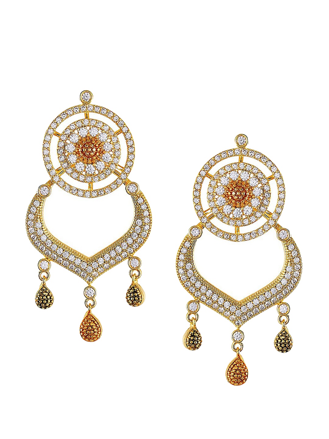 

Tistabene White & Gold Plated Contemporary Drop Earrings