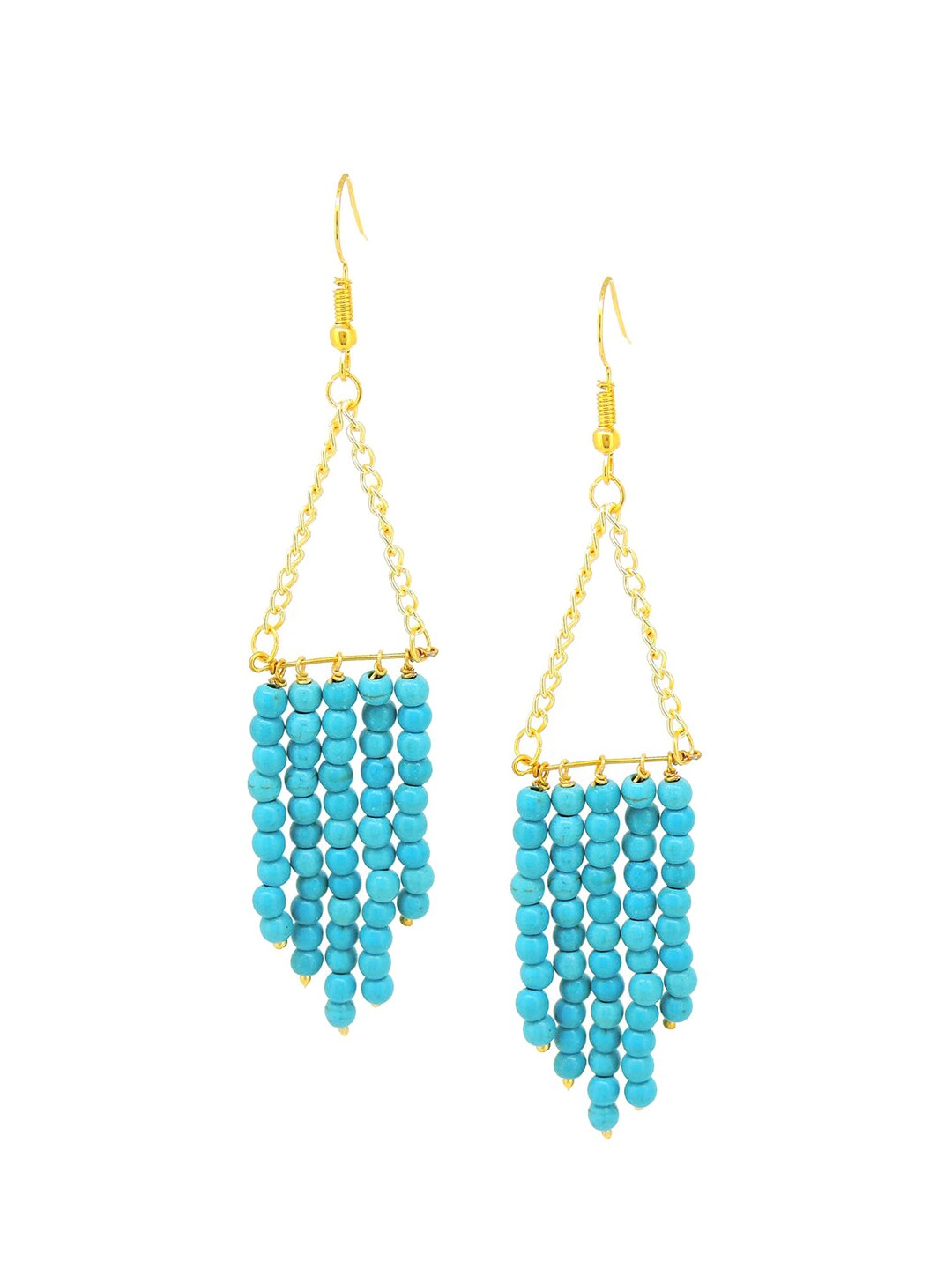 

Tistabene Blue Contemporary Wire Beaded Dangler Drop Earrings