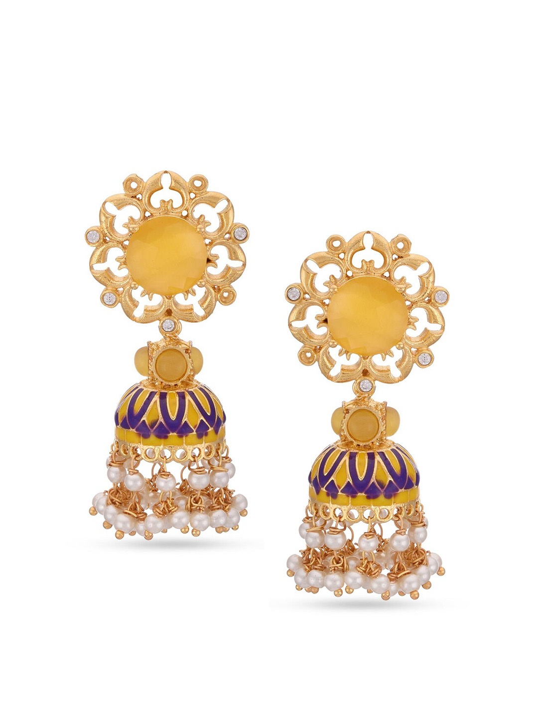 

Tistabene White Contemporary Jhumkas Earrings