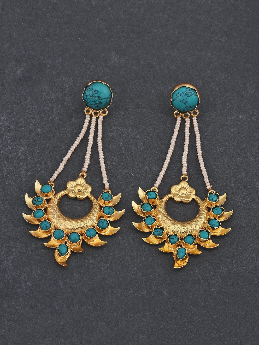 

Tistabene Women Blue & Gold-Toned Contemporary Drop Earrings