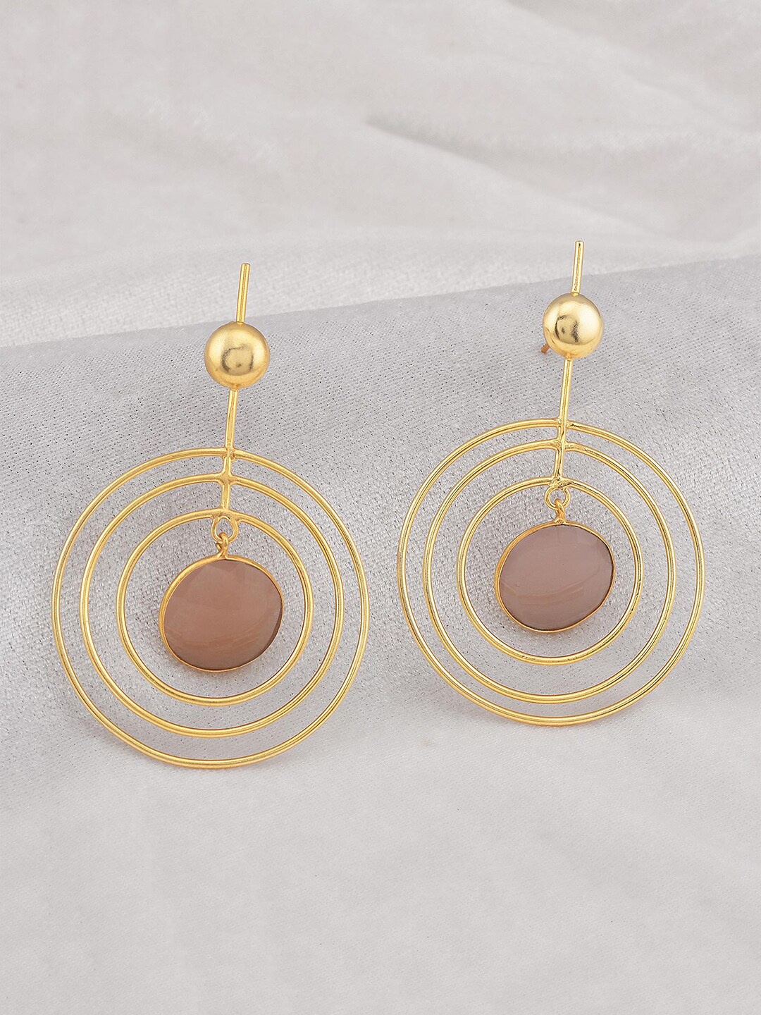 

Tistabene Brown & Gold-Plated Contemporary Drop Earrings