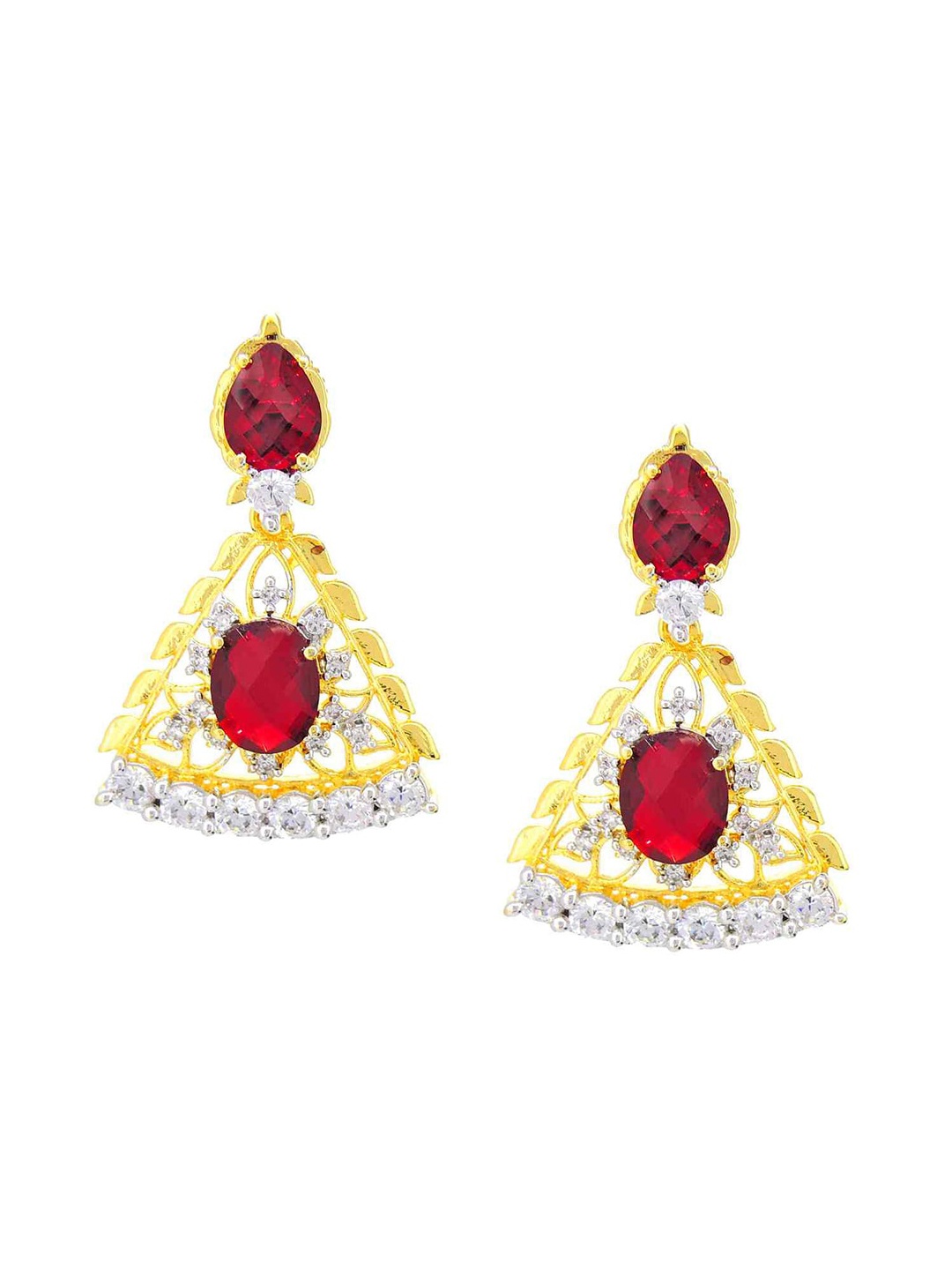 

Tistabene Women Red & Gold-Toned Triangular Drop Earrings