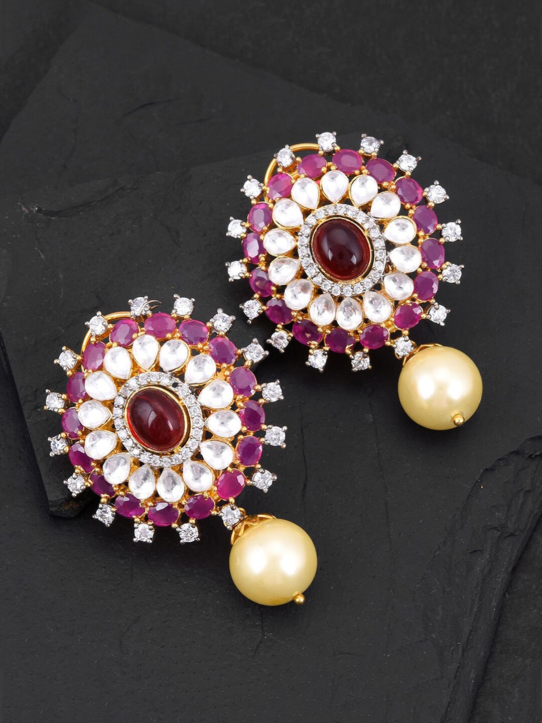 

Tistabene Red & Pink Contemporary Drop Earrings