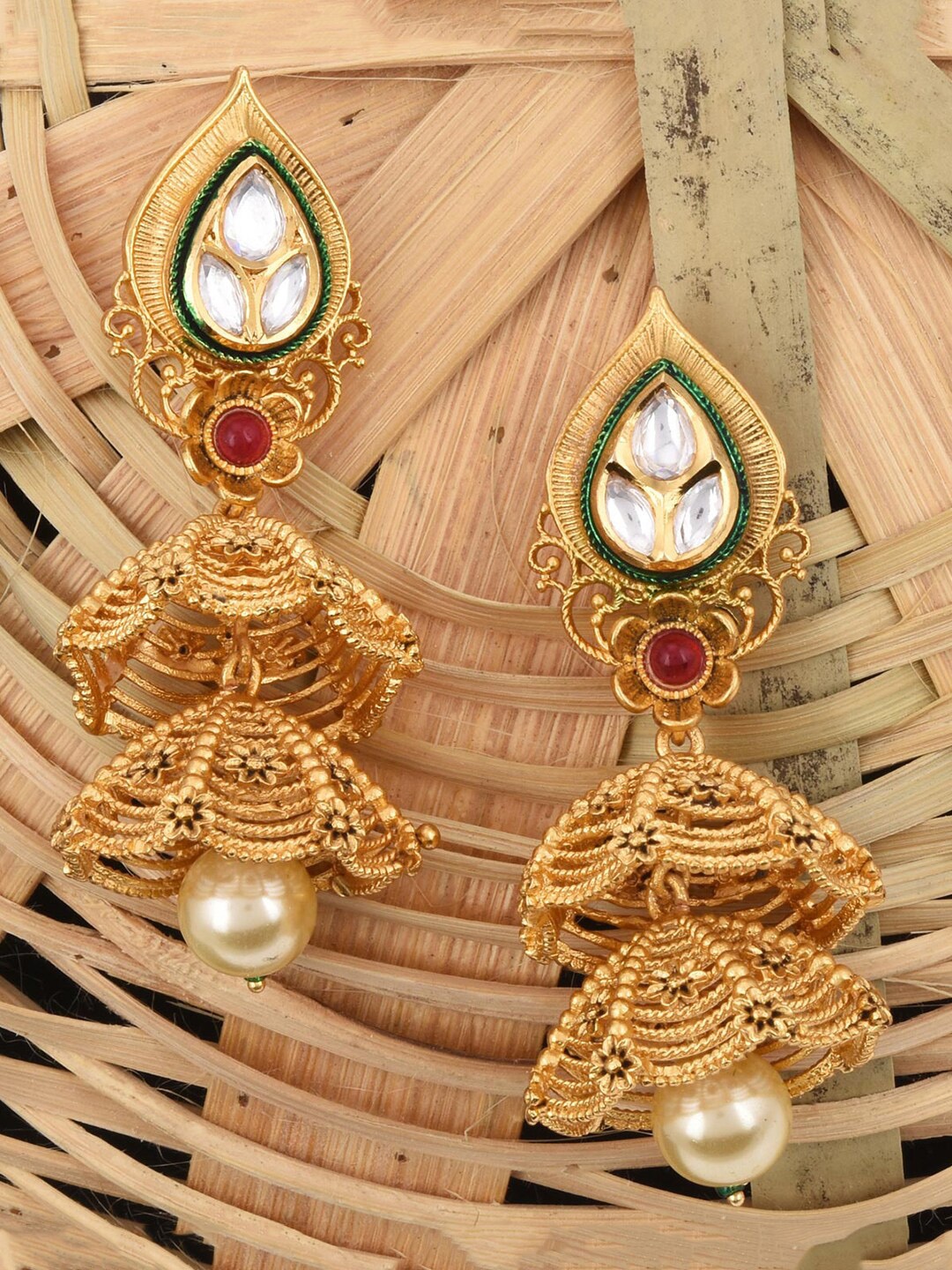 

Tistabene Pink Dome Shaped Jhumkas Earrings