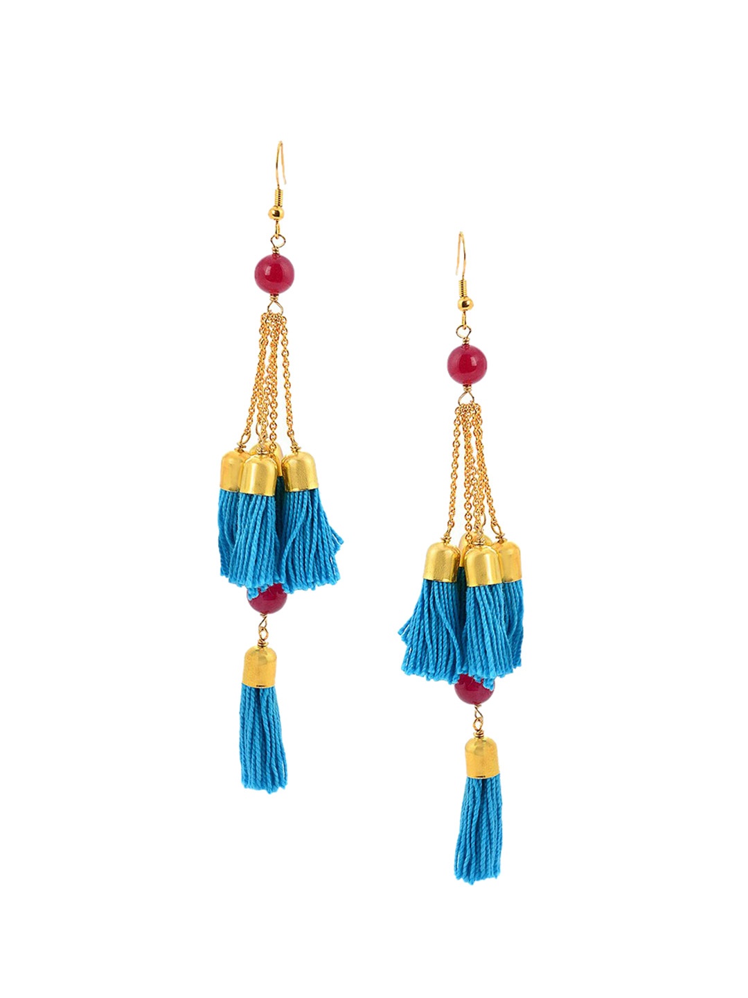 

Tistabene Red & Blue Gold-Plated Contemporary Drop Earrings