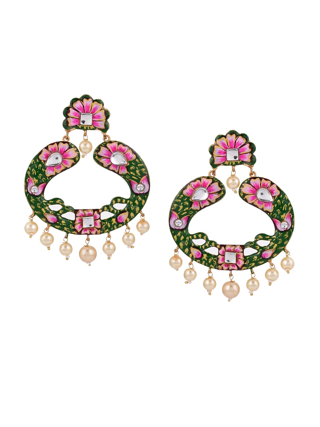 

Tistabene Women Green & Pink Contemporary Drop Earrings