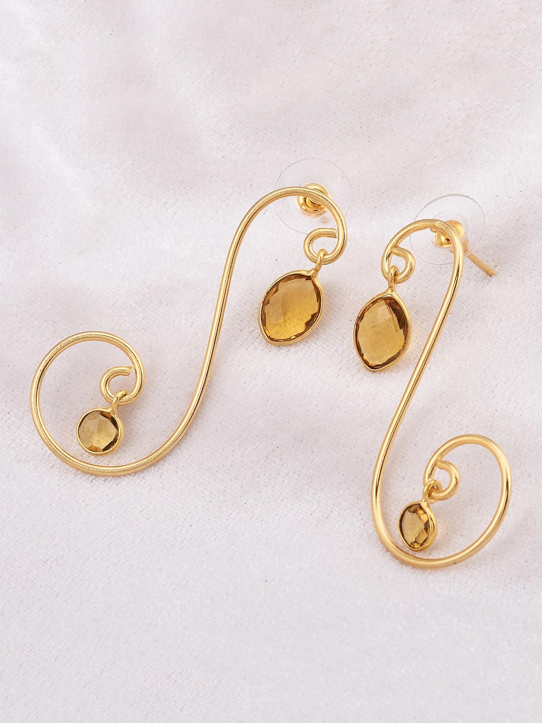 

Tistabene Yellow & Gold Plated Contemporary Drop Earrings