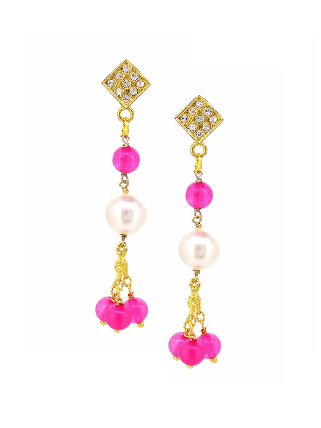 

Tistabene Women Pink Wire Beaded Dangler Earring