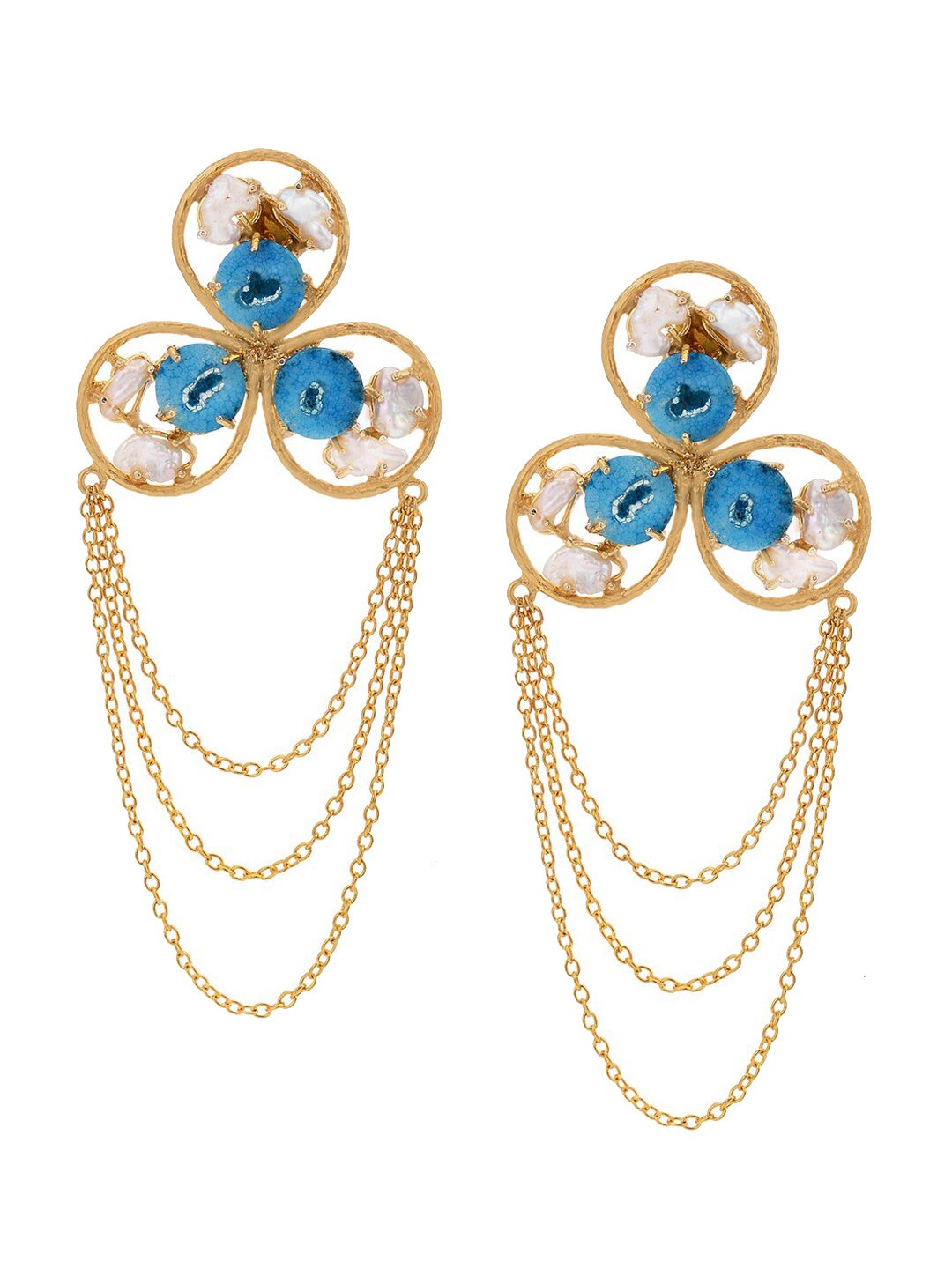 

Tistabene Blue Gold-Plated Contemporary Drop Earrings