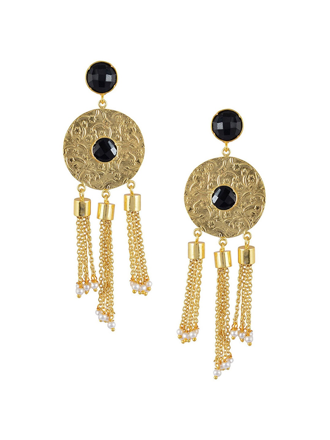 

Tistabene Women Gold-Plated Black Contemporary Drop Earrings
