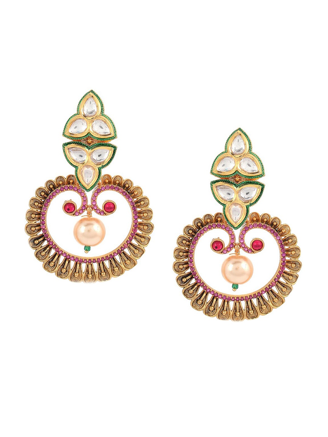 

Tistabene Gold-Plated & Red Contemporary Drop Earrings