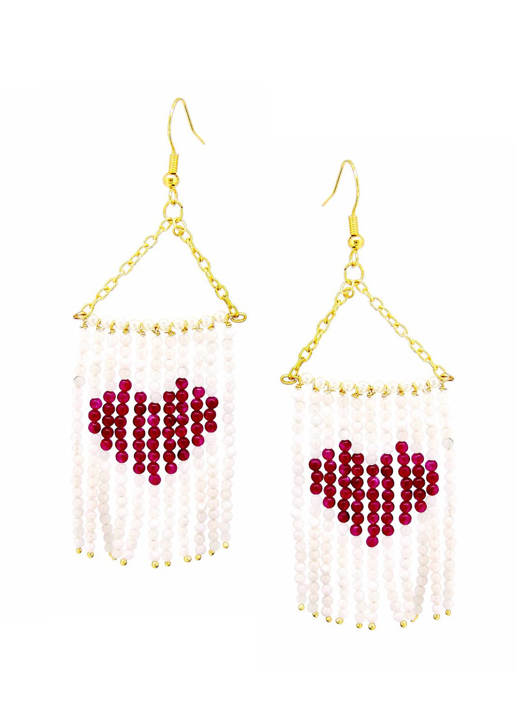 

Tistabene White & Maroon Wire Party Dangler Contemporary Drop Earrings