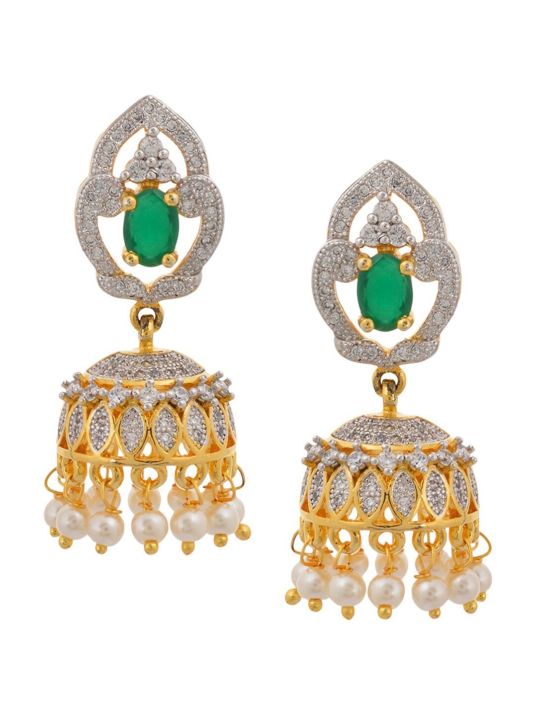 

Tistabene Green Contemporary Jhumkas Earrings