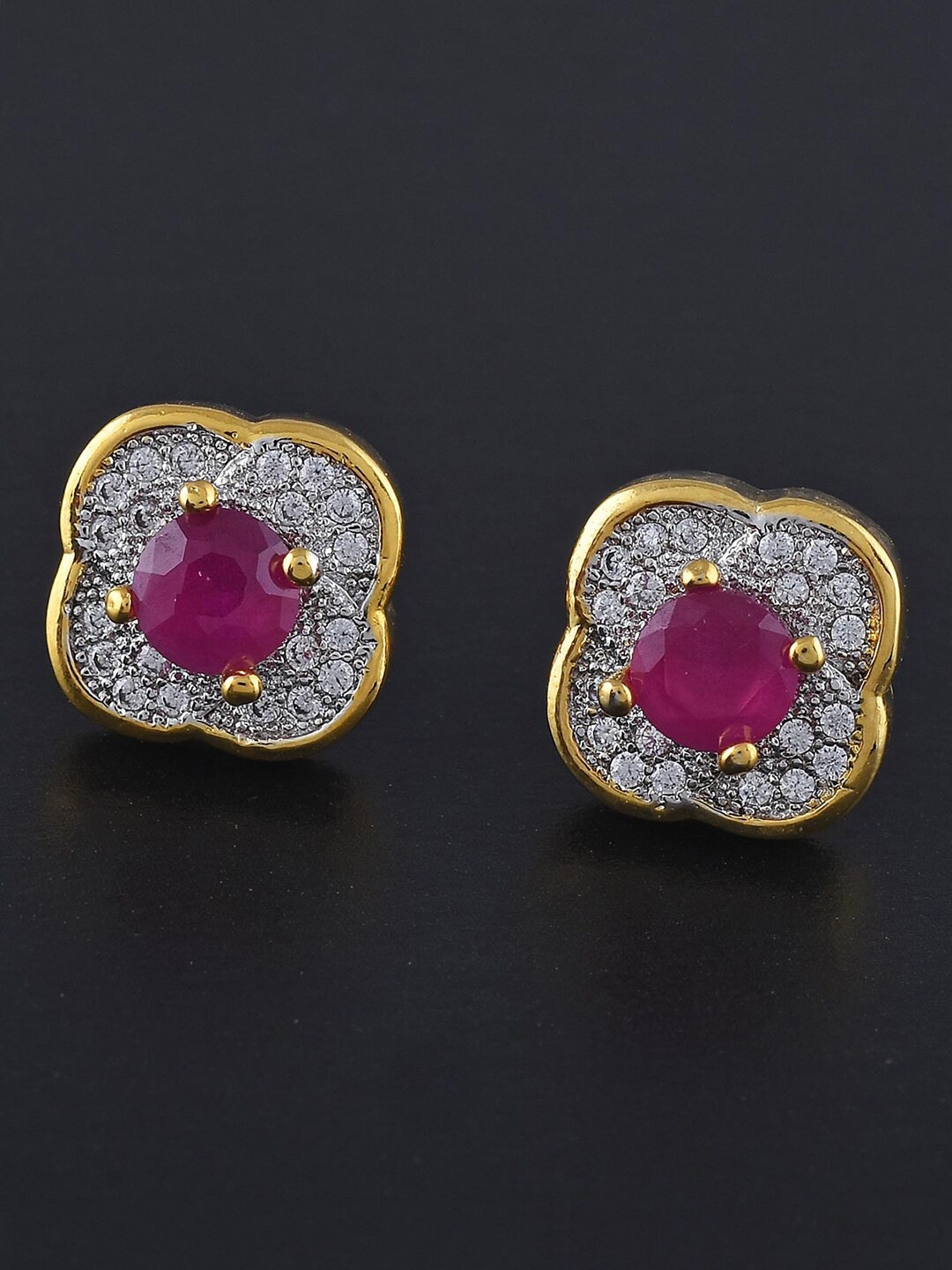 

Tistabene Red & Gold-Plated Contemporary Studs Earrings