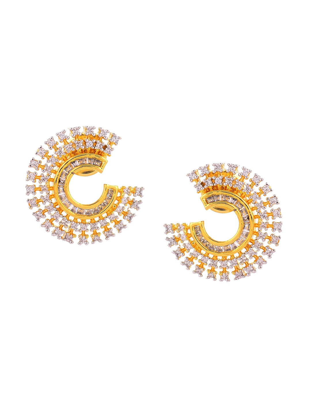 

Tistabene White & Gold-Toned Contemporary Studs Earrings