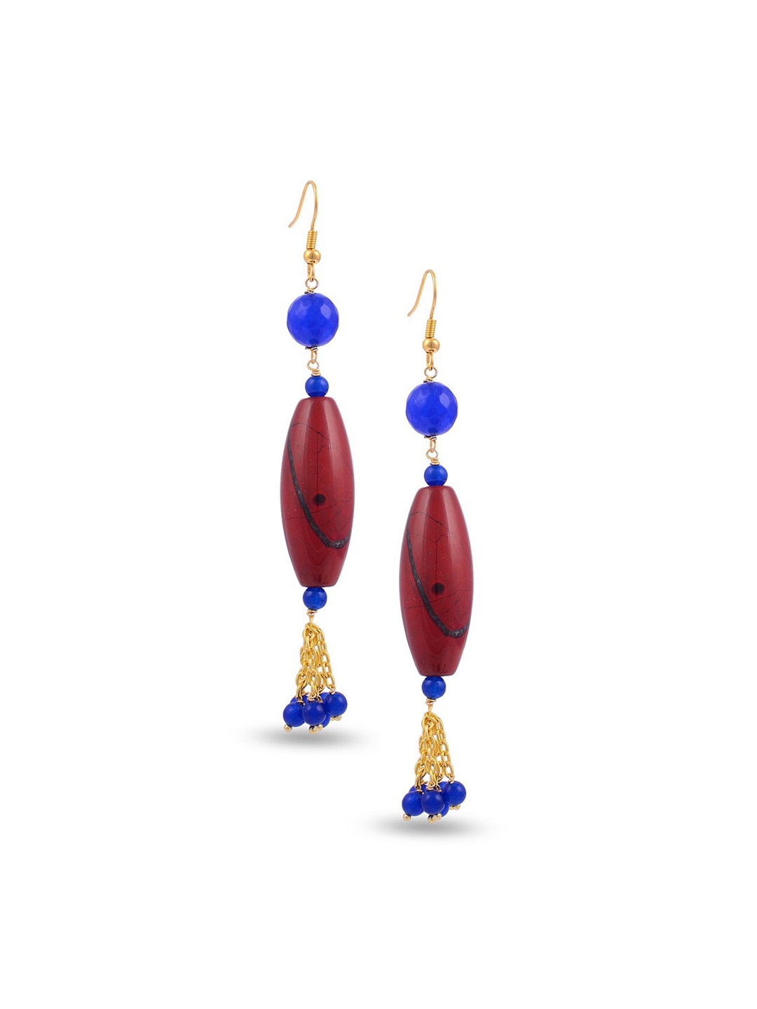 

Tistabene Blue & Brown Gold Plated Contemporary Drop Earrings