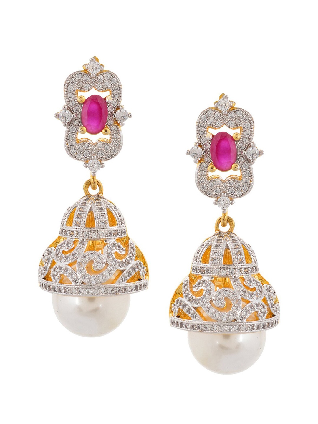 

Tistabene Women Gold-Plated White Contemporary Drop Earrings