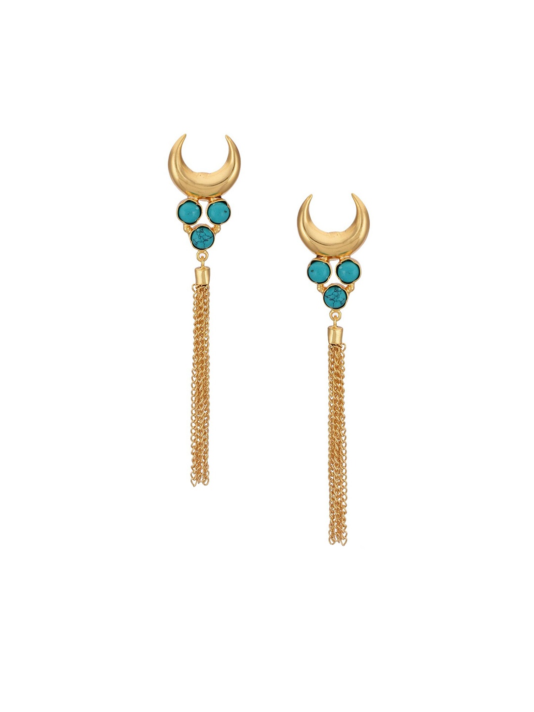 

Tistabene Women Gold-Toned & Blue Contemporary Dangler Earrings