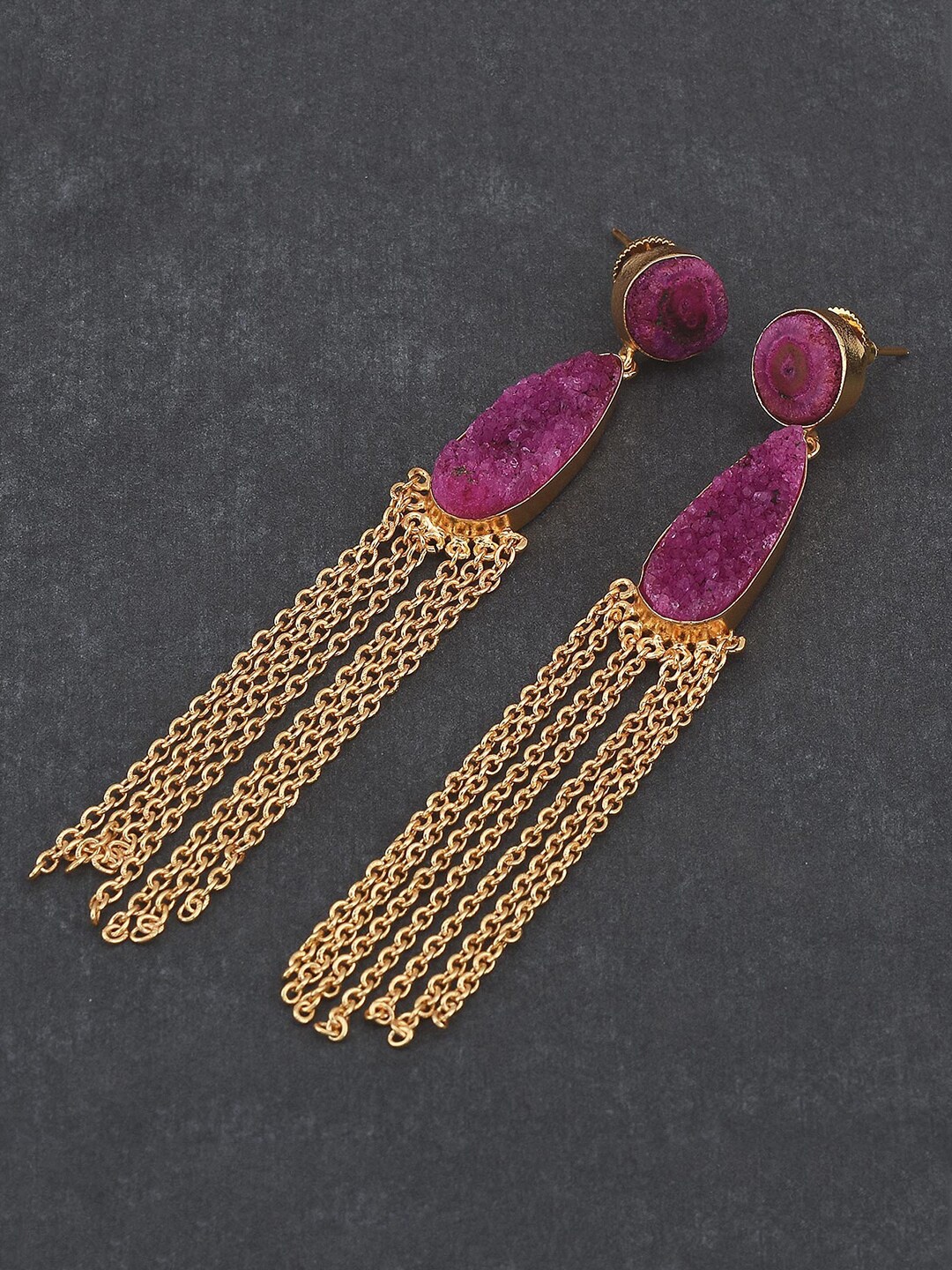 

Tistabene Women Gold Plated Purple Contemporary Drop Earrings
