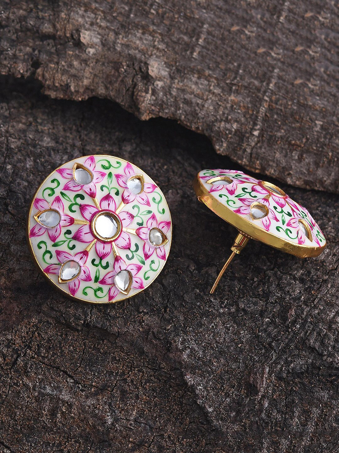 

Tistabene Women Pink & White Contemporary Studs Earrings