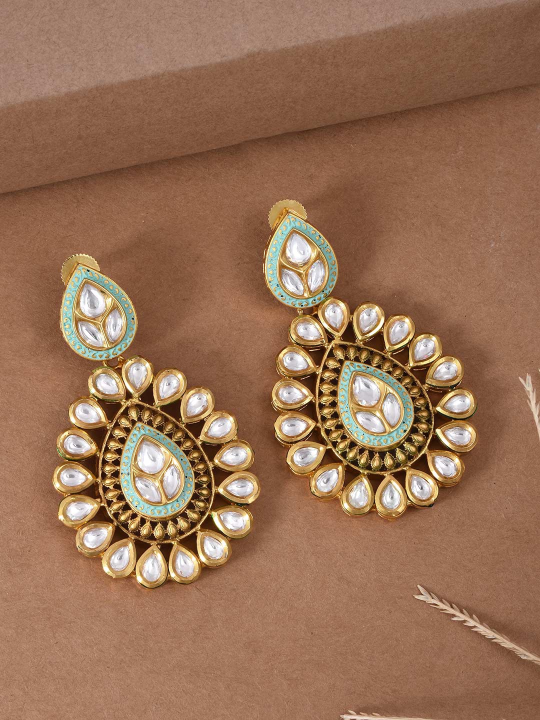 

Tistabene Women Gold Plated White Contemporary Drop Earrings