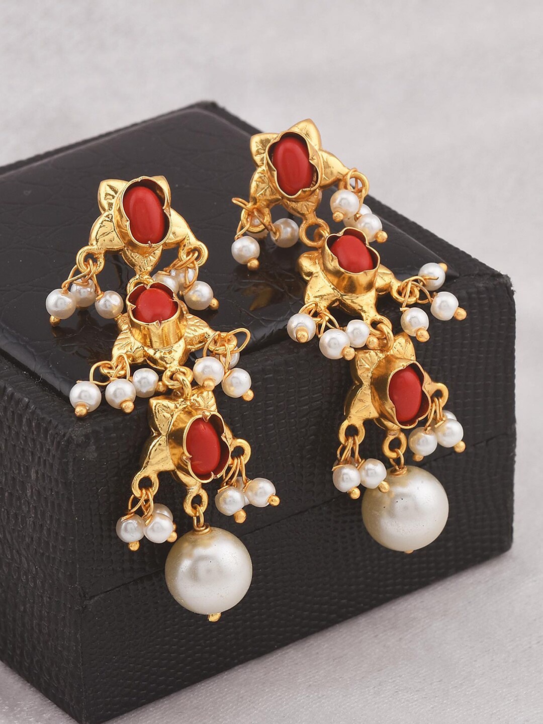Tistabene Red Contemporary Drop Earrings