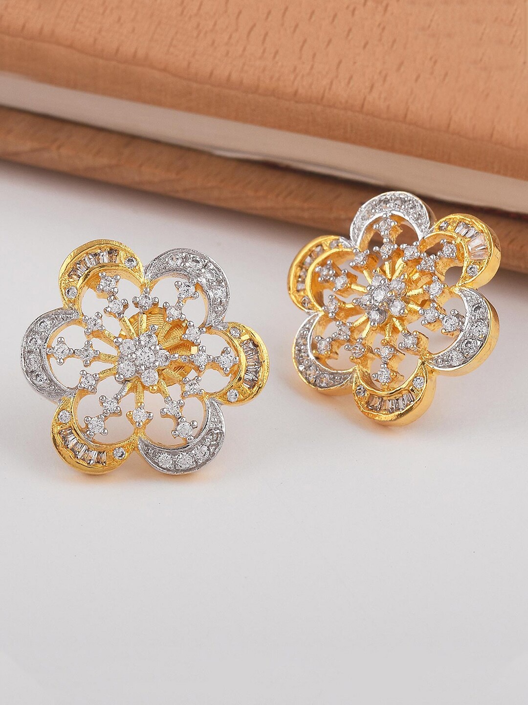 

Tistabene Gold-Plated White Floral Studs Earrings