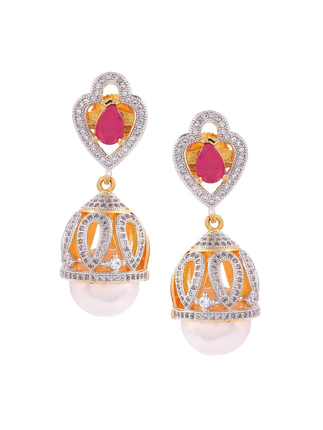 

Tistabene Women Red & White Contemporary Drop Earrings