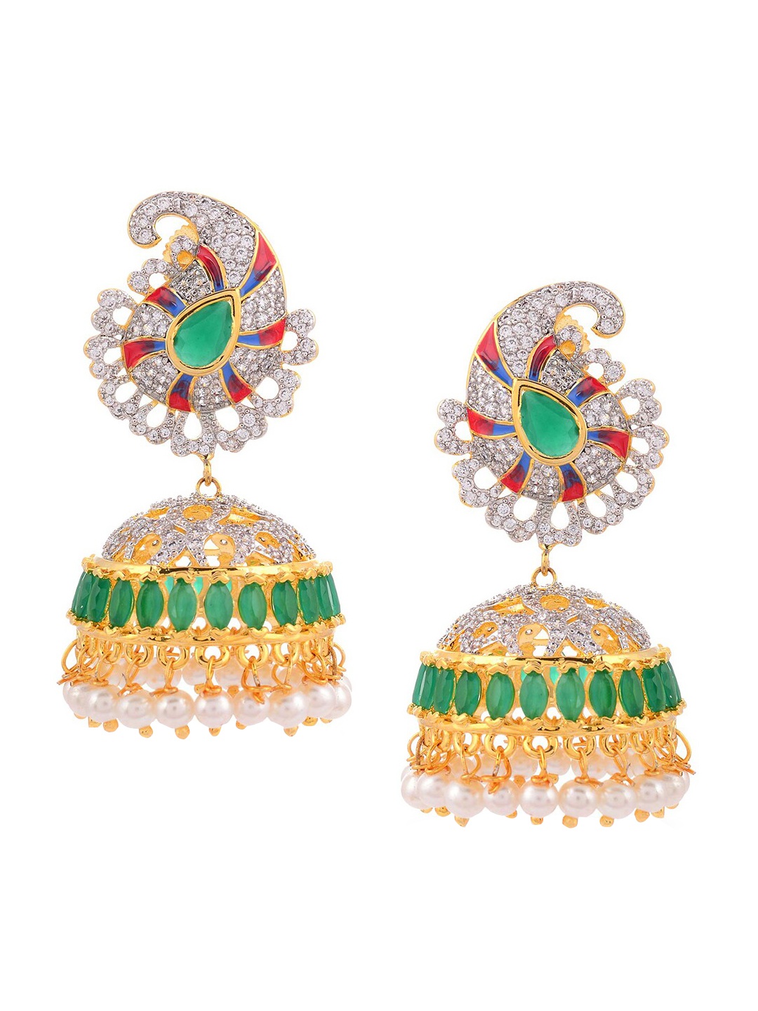 

Tistabene Women Green Contemporary Jhumkas Earrings