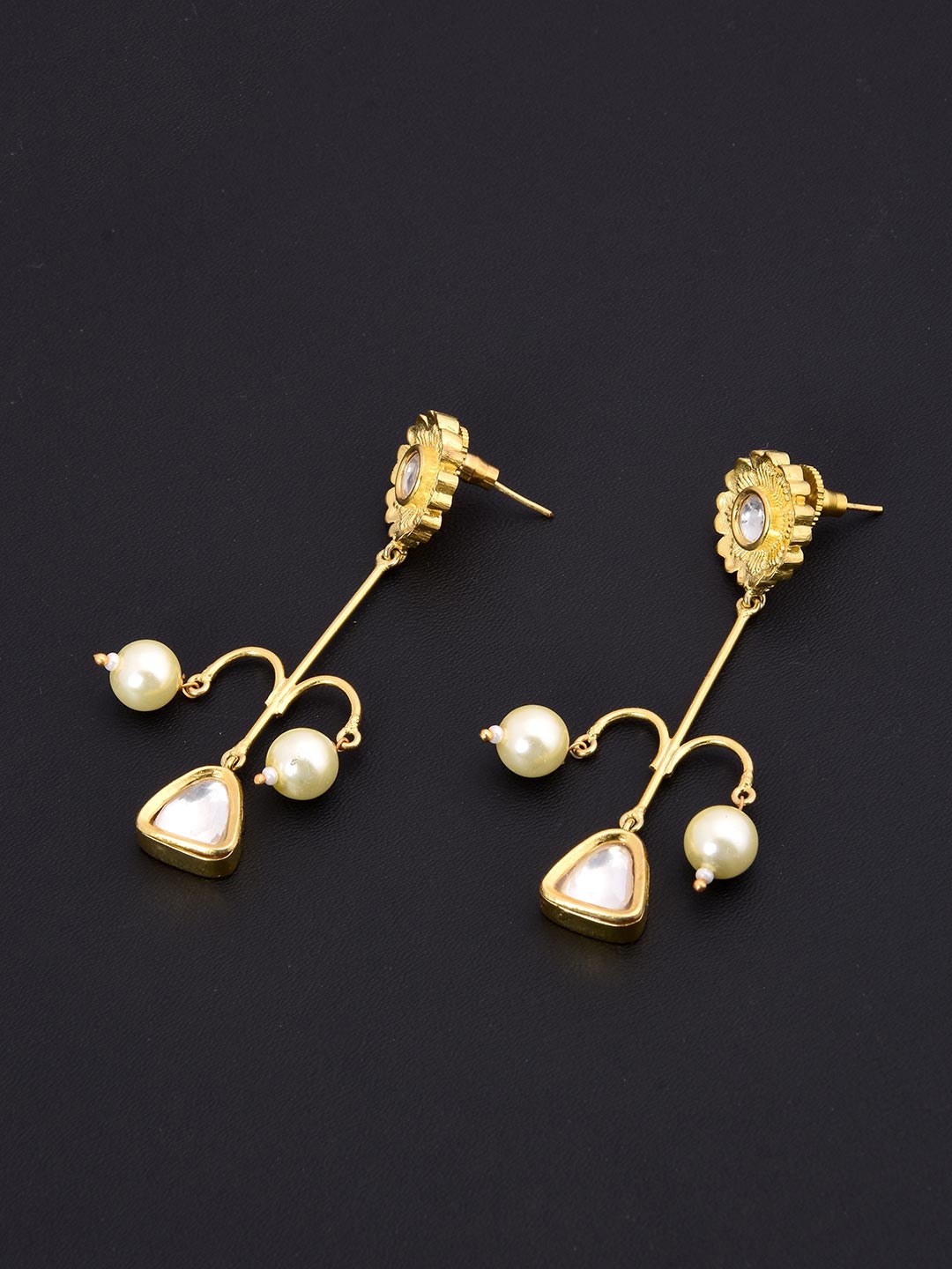 

Tistabene Women Gold-Toned & White Contemporary Drop Earrings