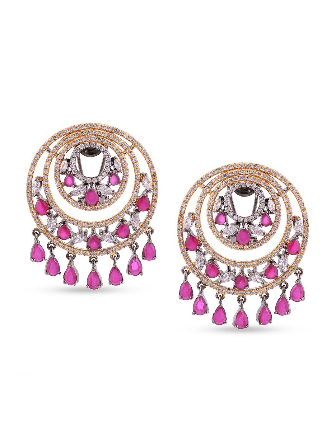 

Tistabene Women Gold-Toned & Pink Contemporary Drop Earrings