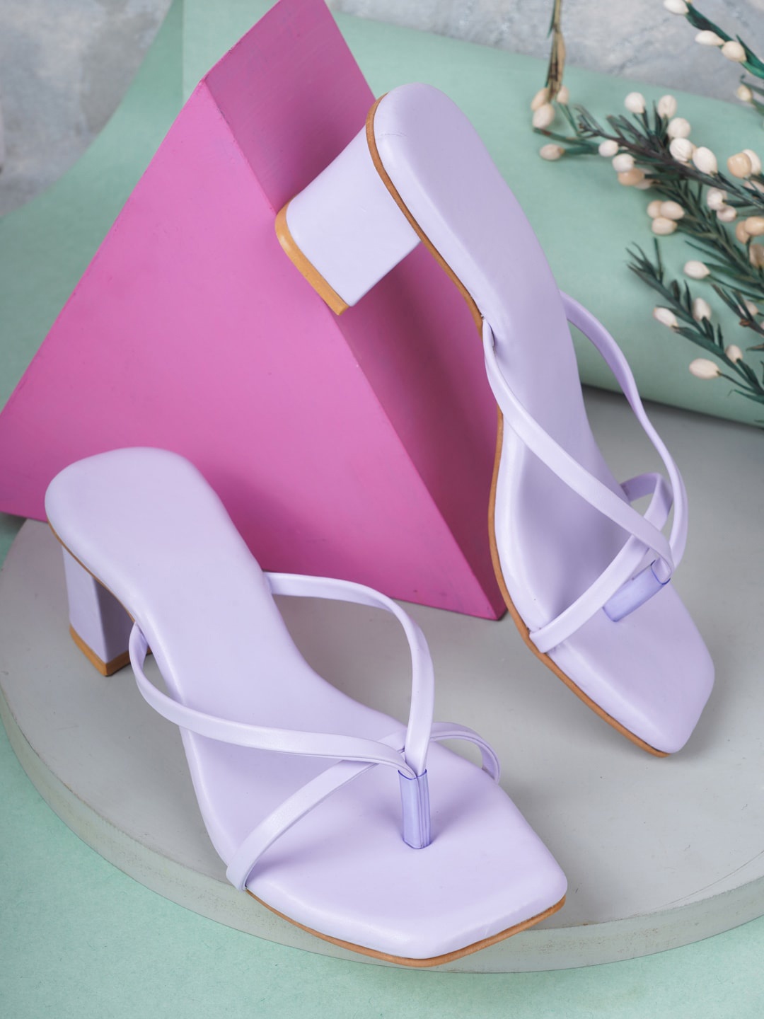 

VAYONAA Lavender PU Block Heels