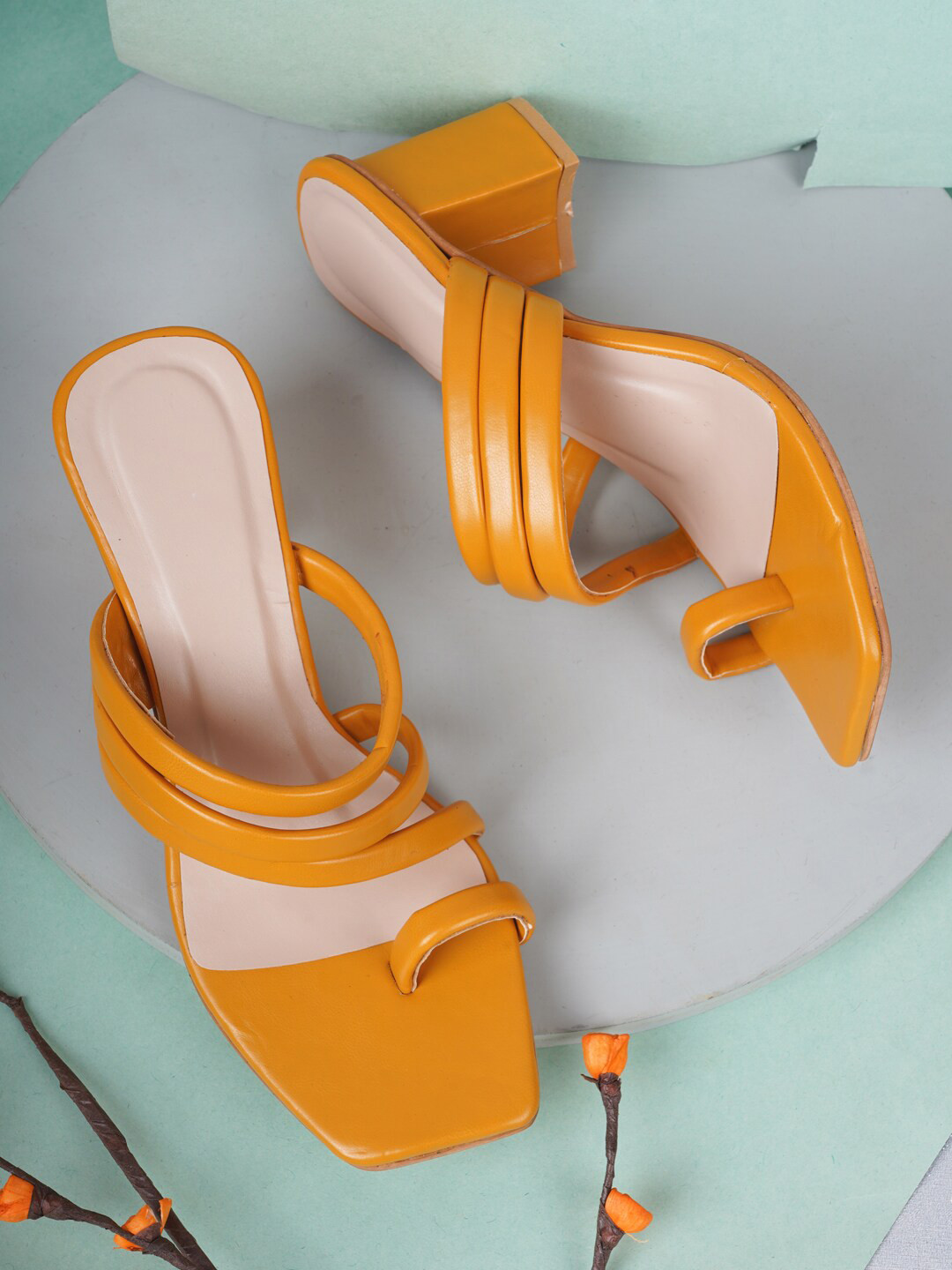

VAYONAA Women Mustard PU Block Heels