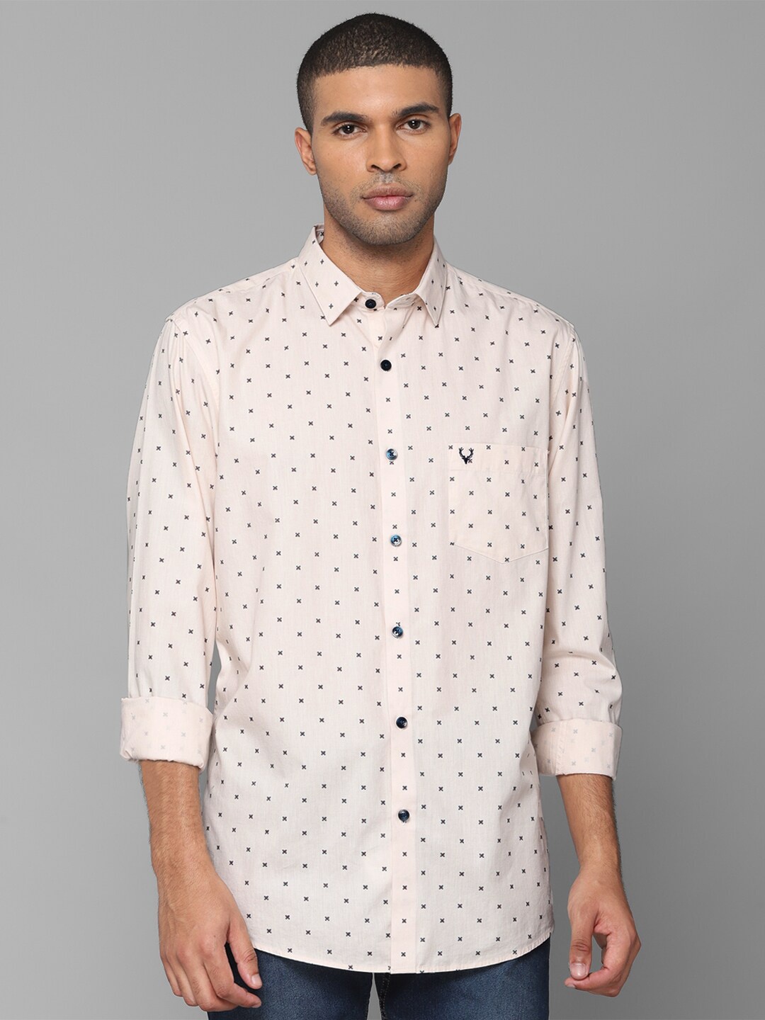 

Allen Solly Men Pink Slim Fit Printed Casual Shirt