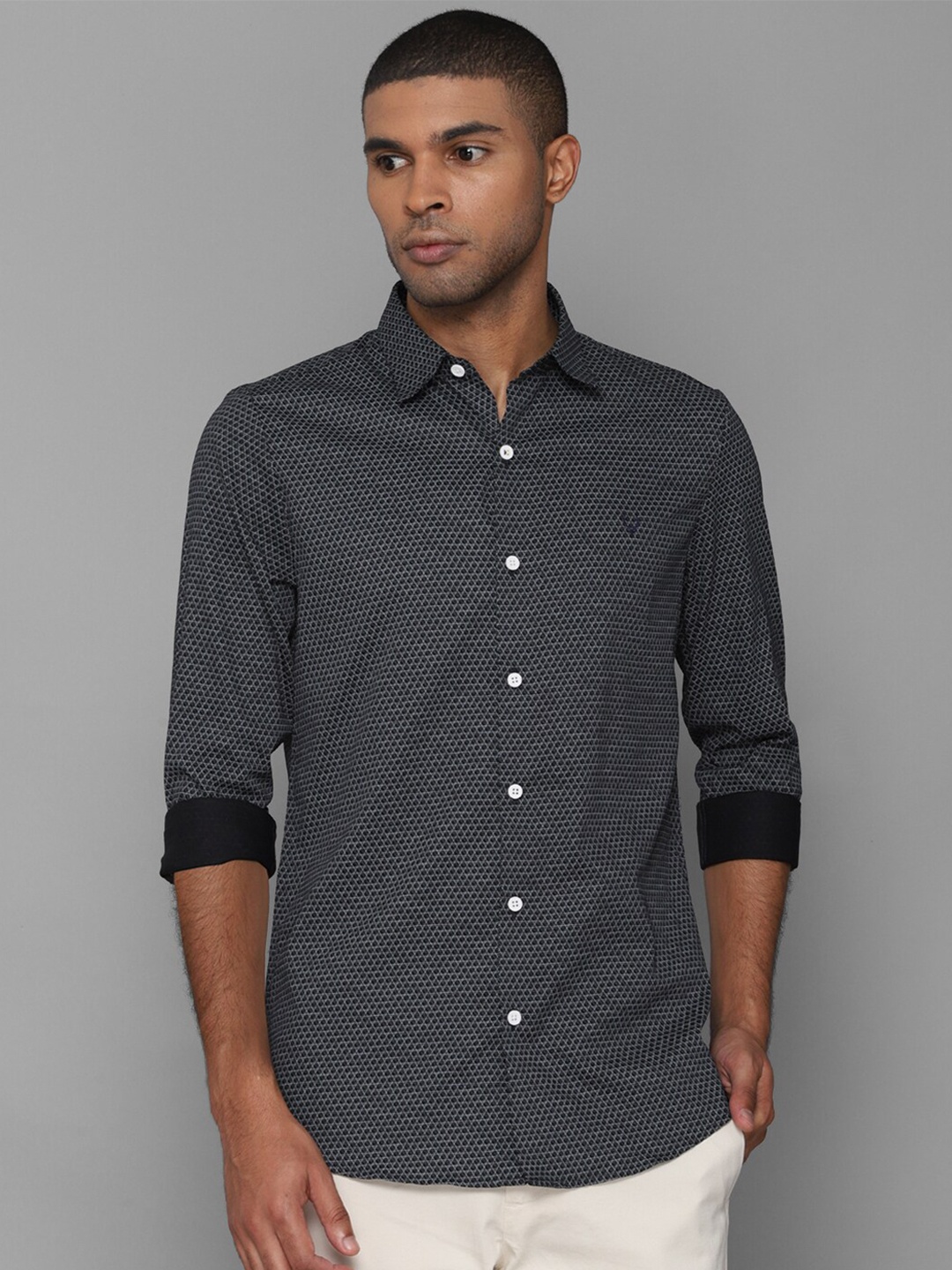 

Allen Solly Men Grey Slim Fit Printed Casual Shirt