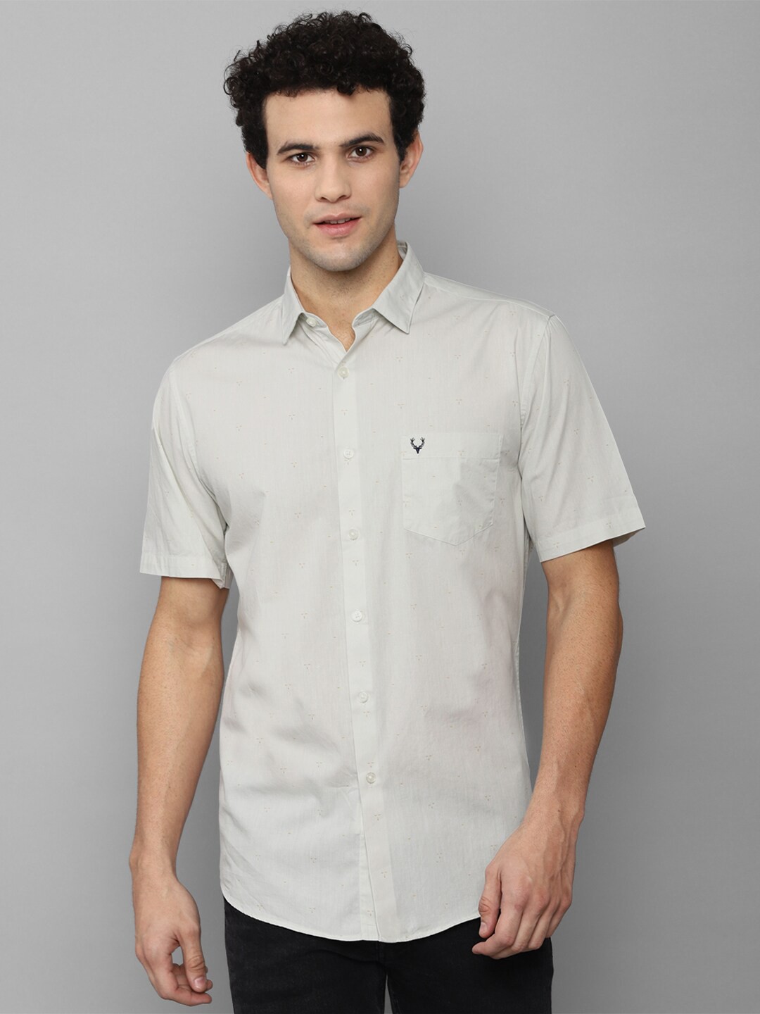 

Allen Solly Men Grey Slim Fit Printed Casual Shirt