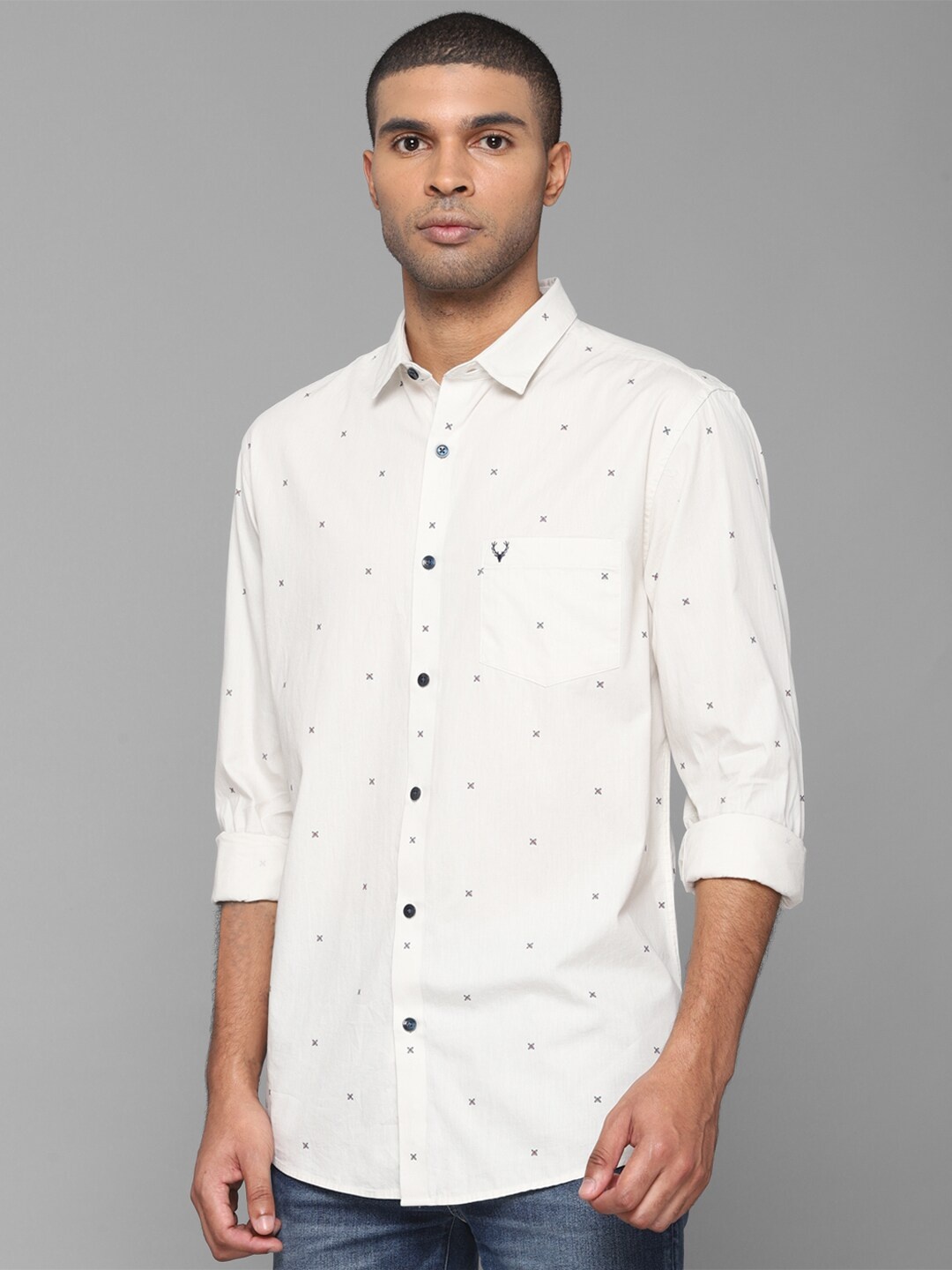 

Allen Solly Men White Slim Fit Geometric Printed Casual Shirt