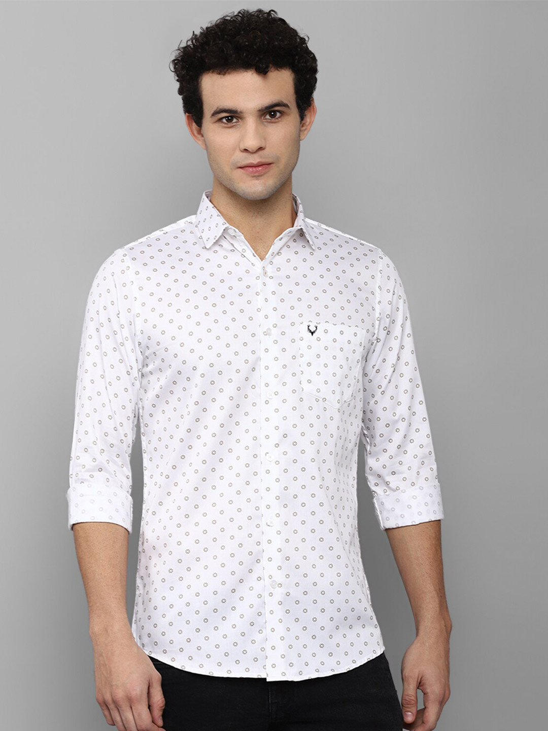

Allen Solly Men White Printed Cotton Slim Fit Casual Shirt