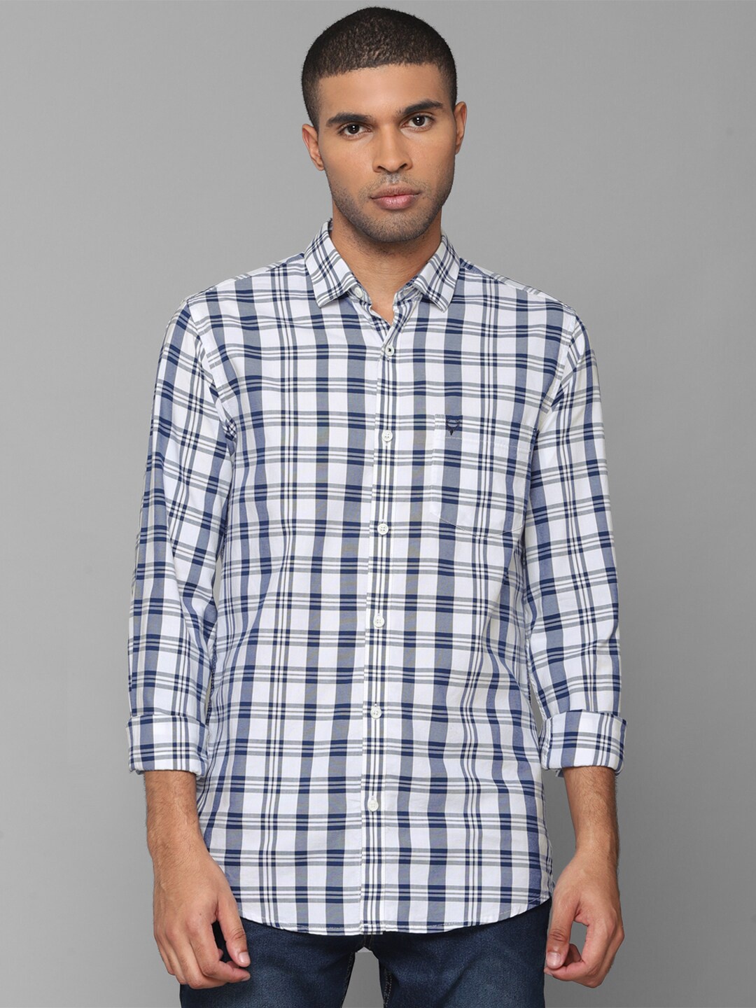 

Allen Solly Men White Pure Cotton Slim Fit Checked Casual Shirt