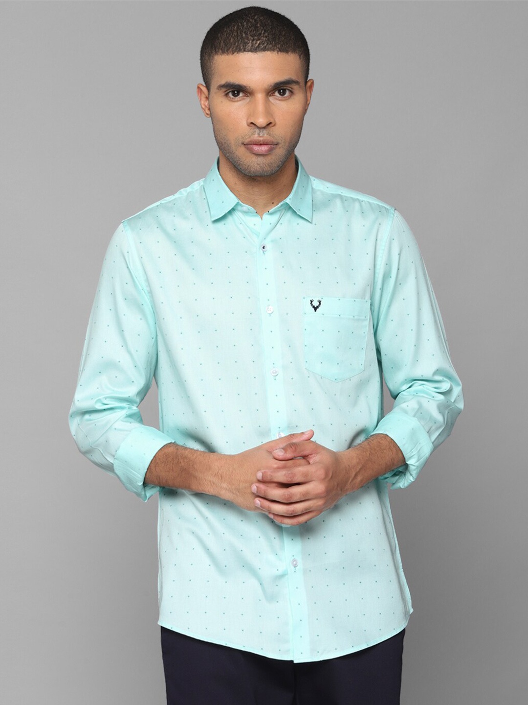 

Allen Solly Men Green Slim Fit Printed Cotton Casual Shirt