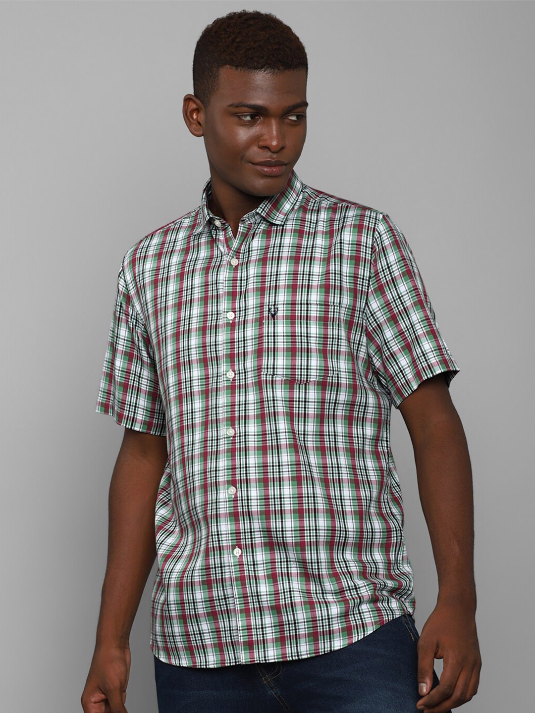 

Allen Solly Men Green Slim Fit Tartan Checks Checked Cotton Casual Shirt