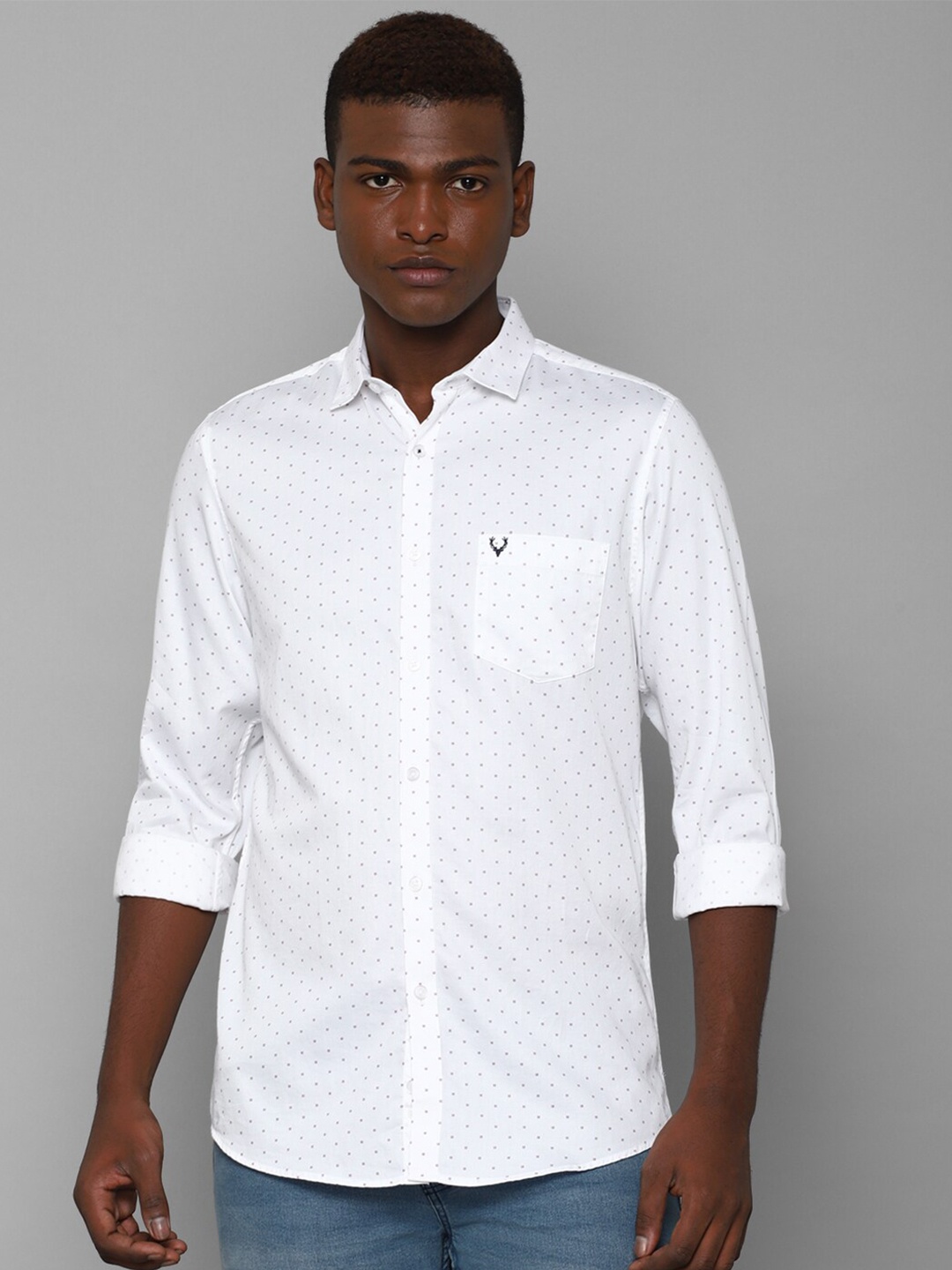

Allen Solly Men White Printed Cotton Slim Fit Casual Shirt