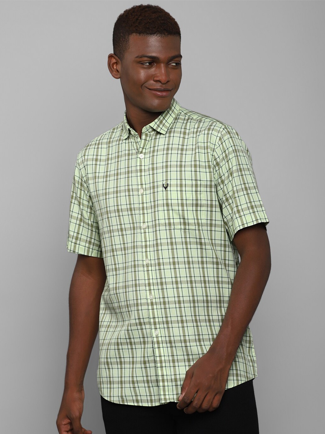 

Allen Solly Men Cotton Green Slim Fit Tartan Checks Checked Casual Shirt