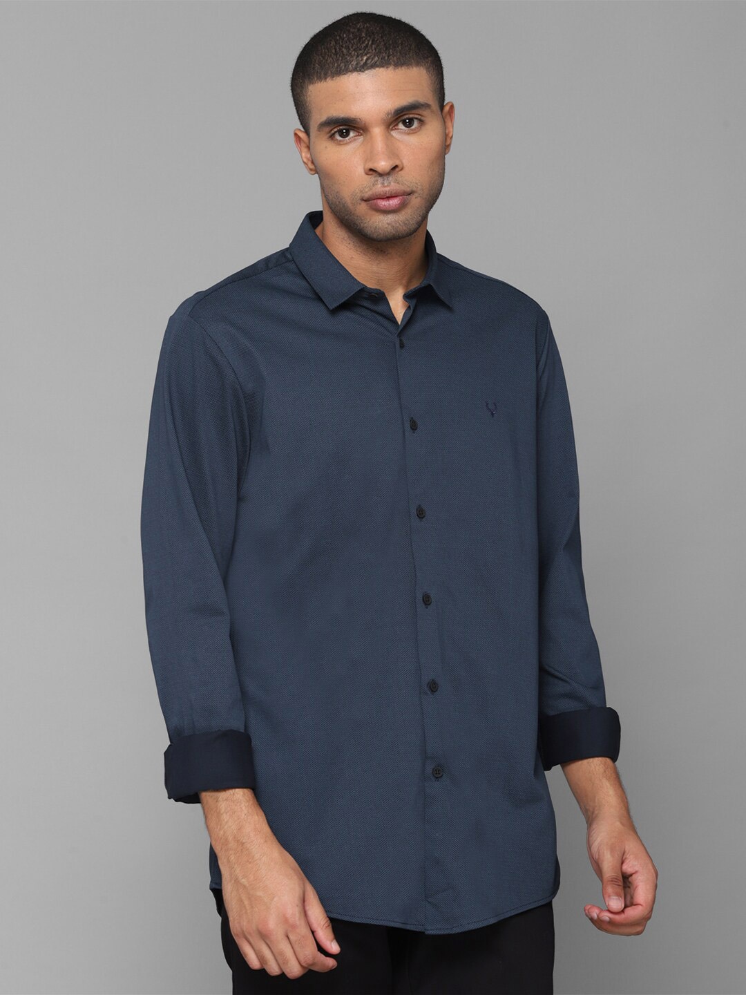 

Allen Solly Men Navy Blue Slim Fit Cotton Casual Shirt