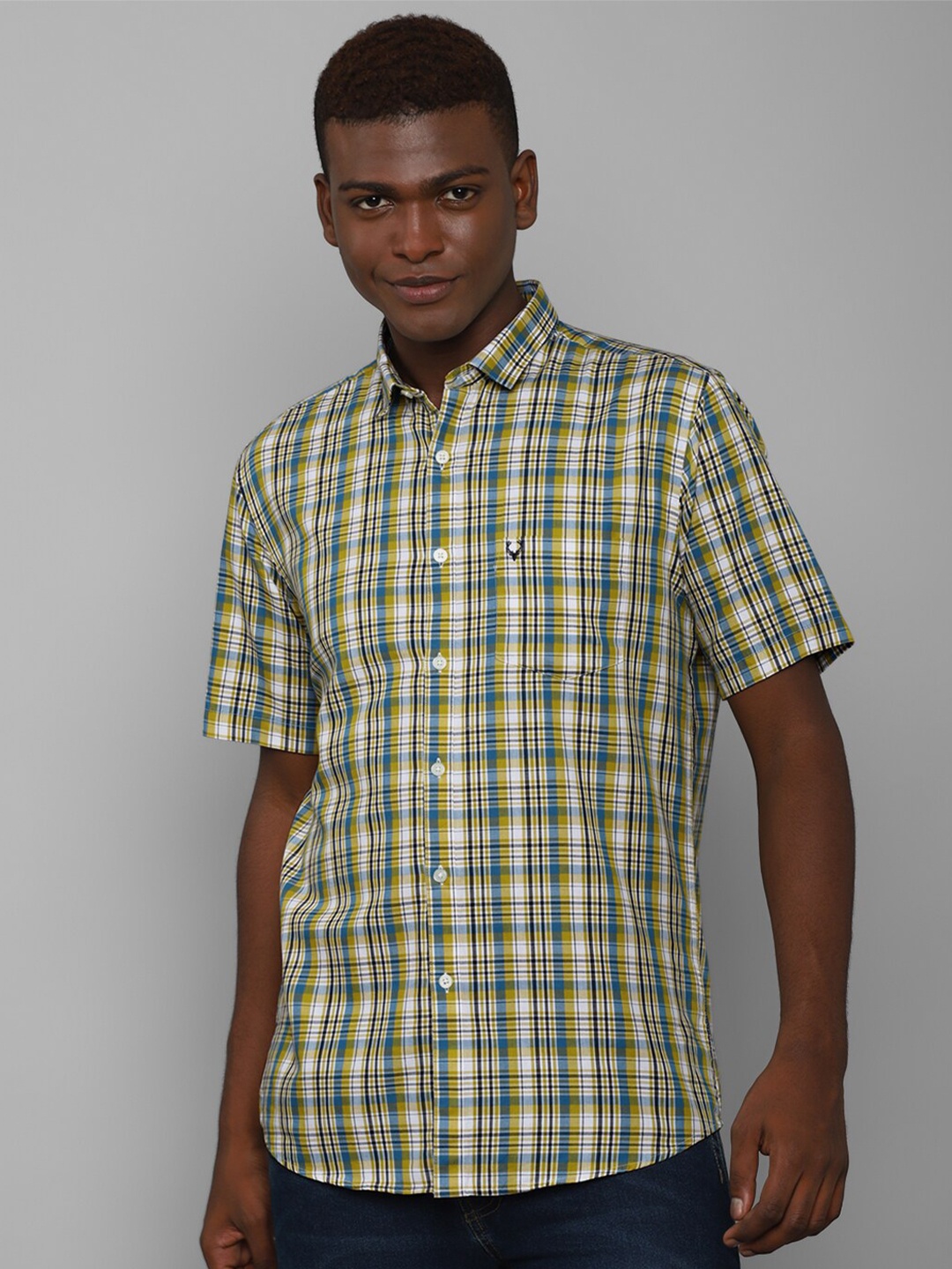 

Allen Solly Men Cream-Coloured Slim Fit Tartan Checks Checked Casual Shirt