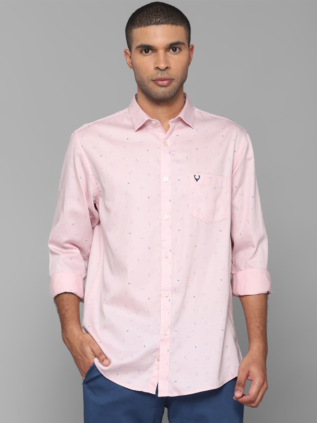 

Allen Solly Men Pink Slim Fit Micro Ditsy Printed Pure Cotton Casual Shirt