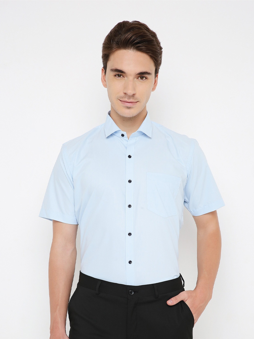 

MARK & ALBERT Men Blue Classic Tailored Fit Formal Shirt