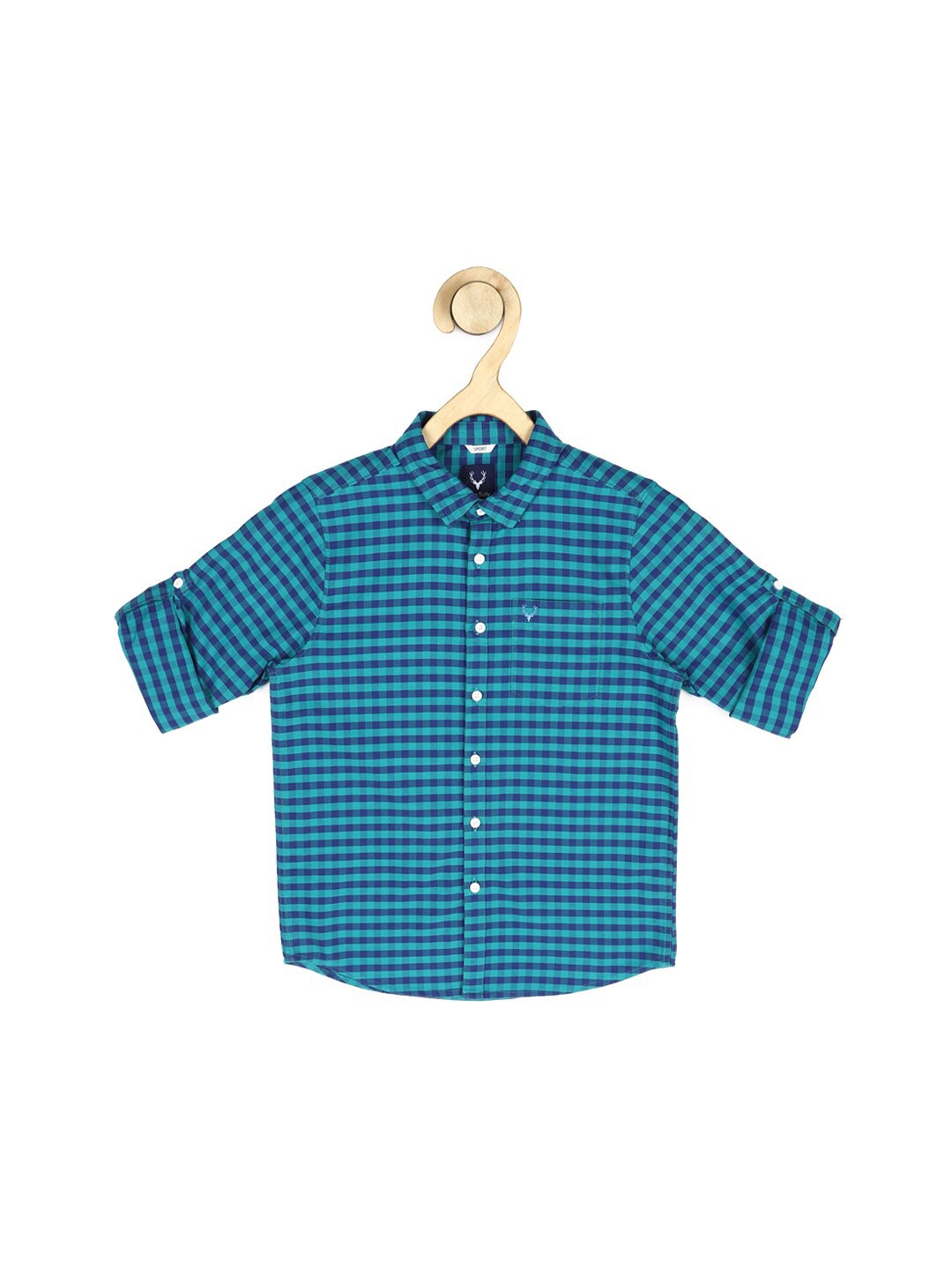 

Allen Solly Junior Boys Blue Slim Fit Checked Pure Cotton Casual Shirt