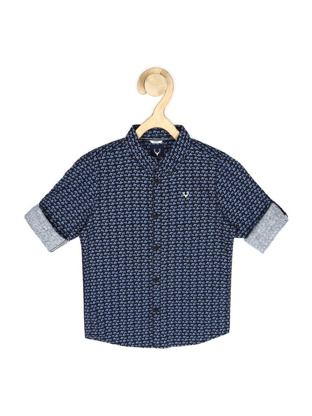 

Allen Solly Junior Boys Navy Blue Slim Fit Micro Checks Printed Casual Shirt