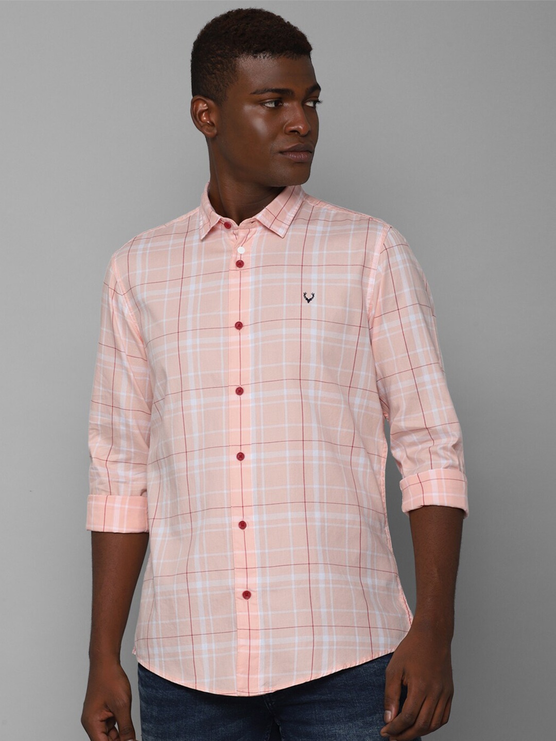 

Allen Solly Sport Men Pink & White Tartan Checked Cotton Casual Shirt